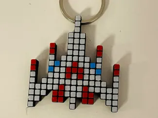 Galaga spaceship arcade game keychain