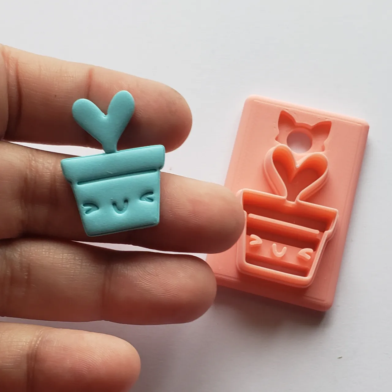 Cute Potted Plant Polymer Clay Earring Cutter view 3