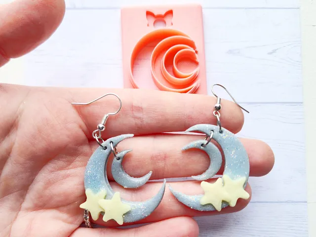 Double Moon Polymer Clay Earring Cutter
