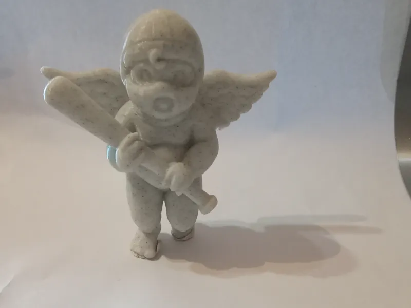 putto with balaclava and baseball bat