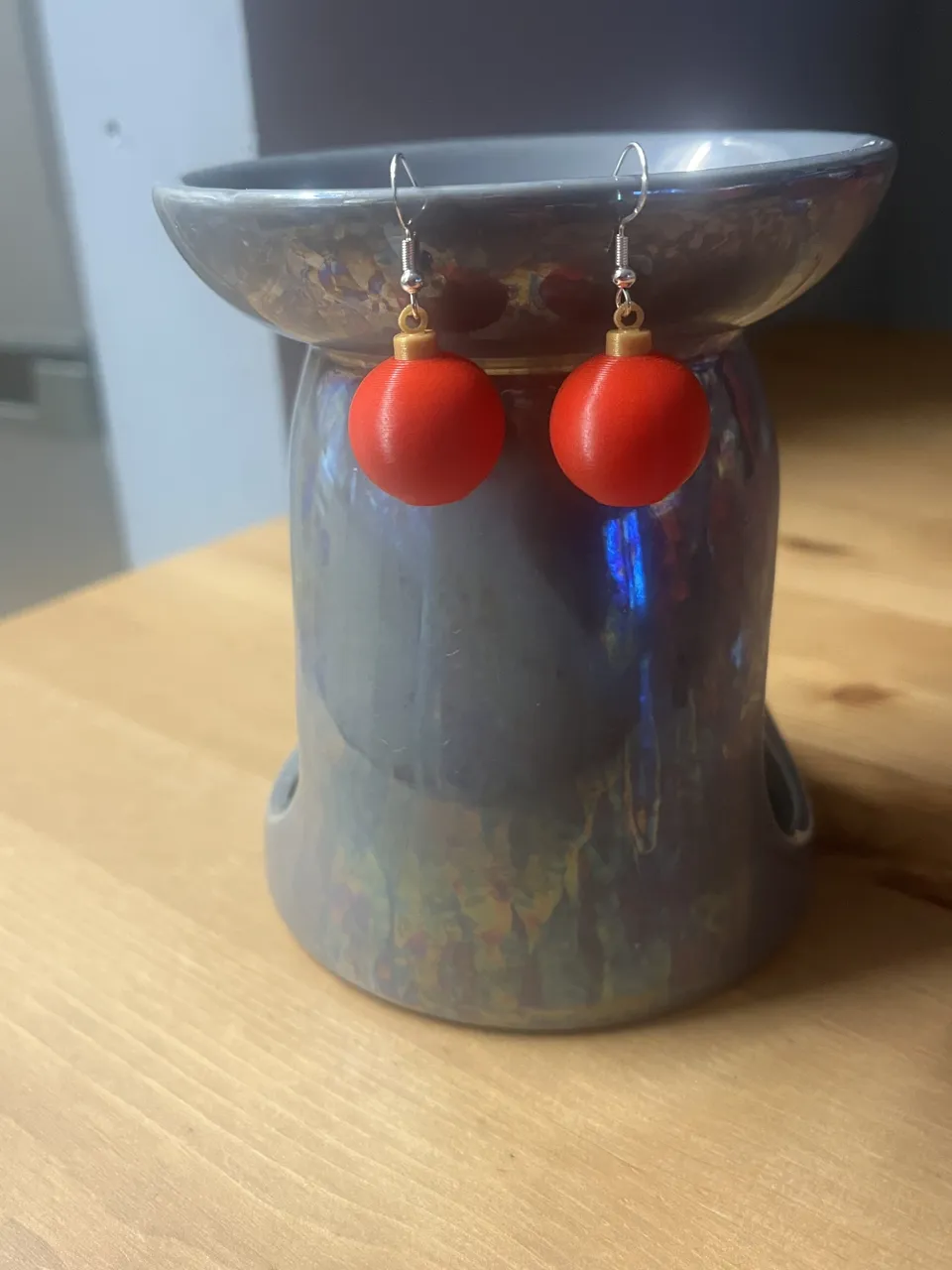 christmas bauble earrings view 2
