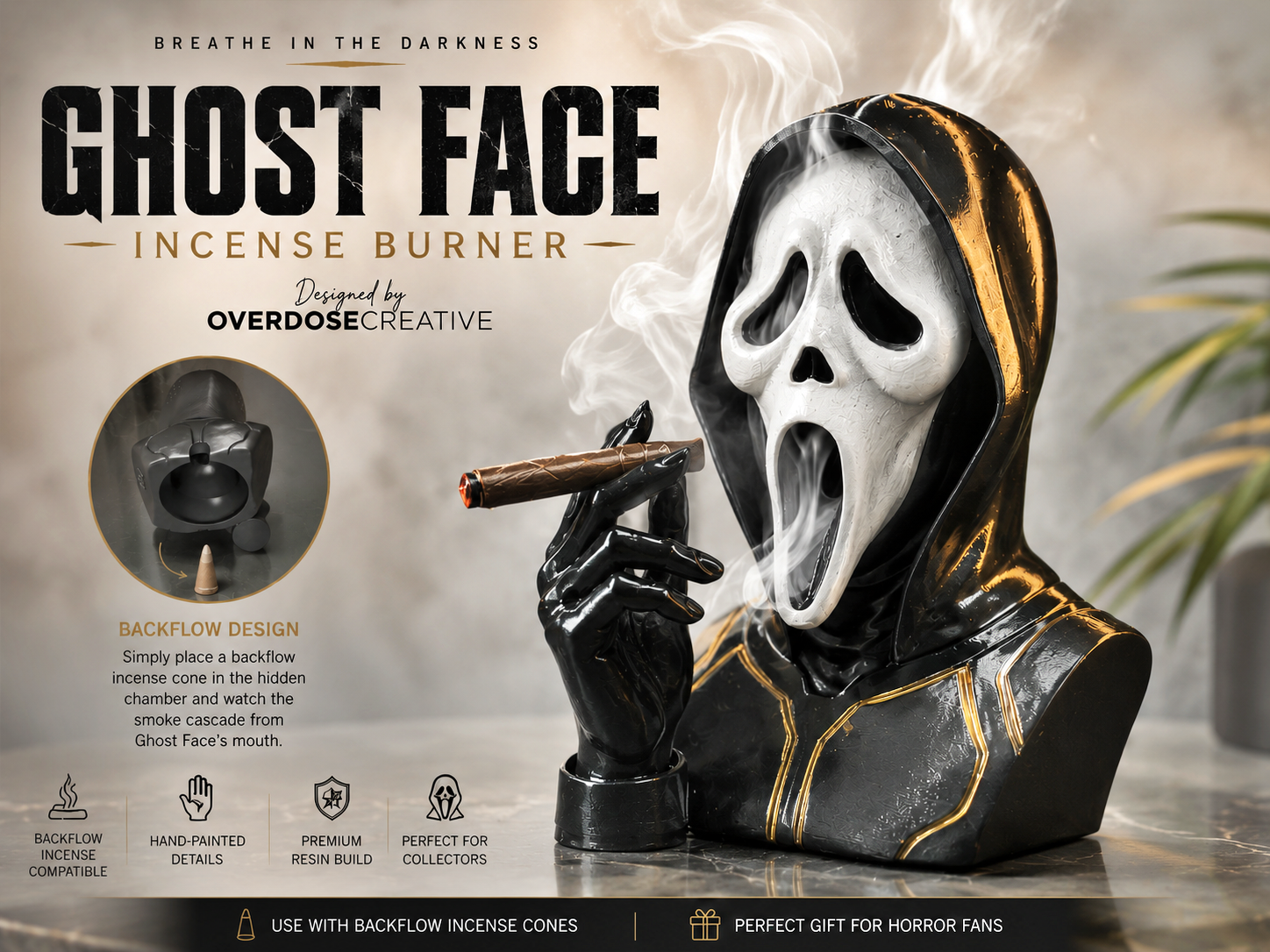 Ghost Face Incense Burner | Backflow Smoke Bust