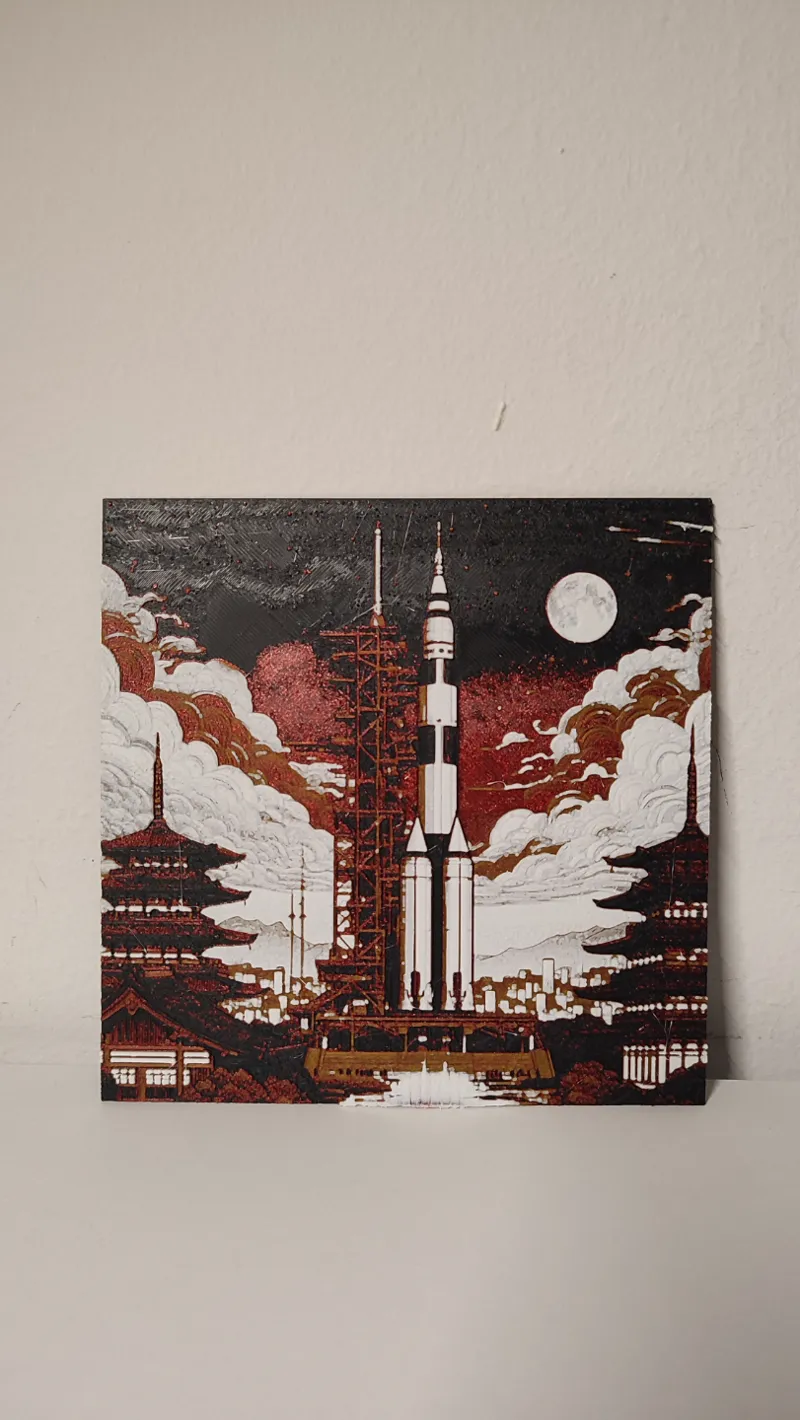 Space launcher ukiyo-e art style - Hue Forge