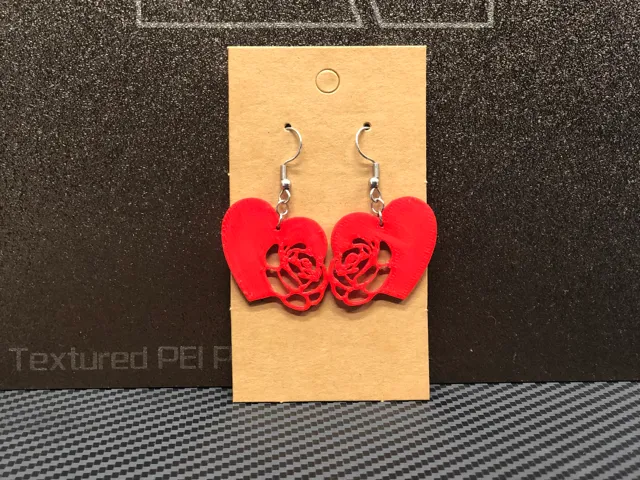 Rose & heart earrings