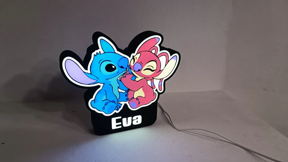 Personalized Stitch & Angel Lightbox - Free 3D Print Model - MakerWorld