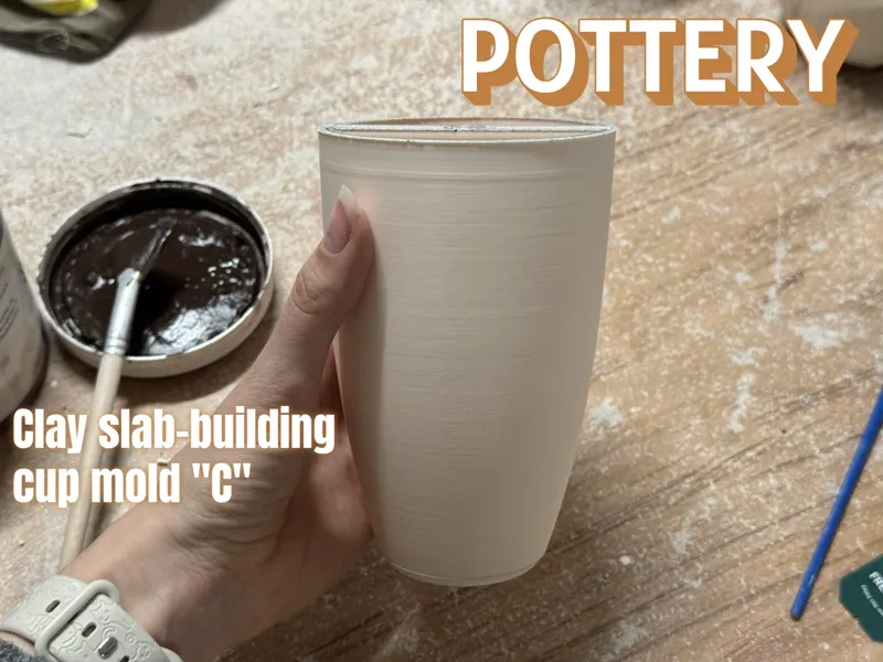 Clay slab building cup mold - C