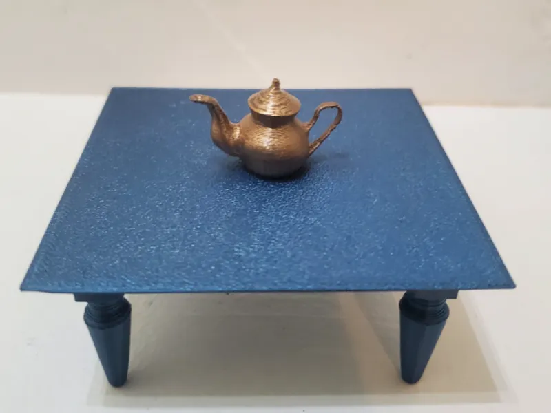 DOLLHOUSE TABLE AND TEAPOT