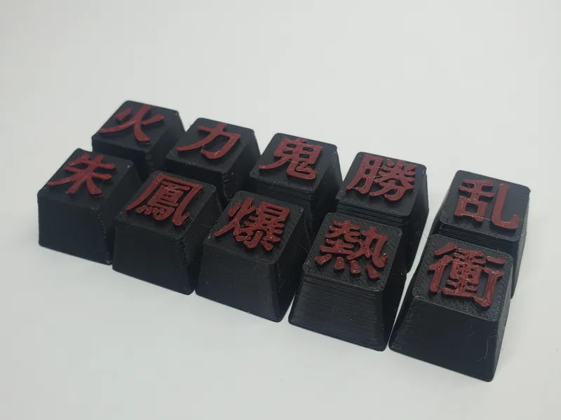 Anime Kanji Keycap Set - Red Edition 