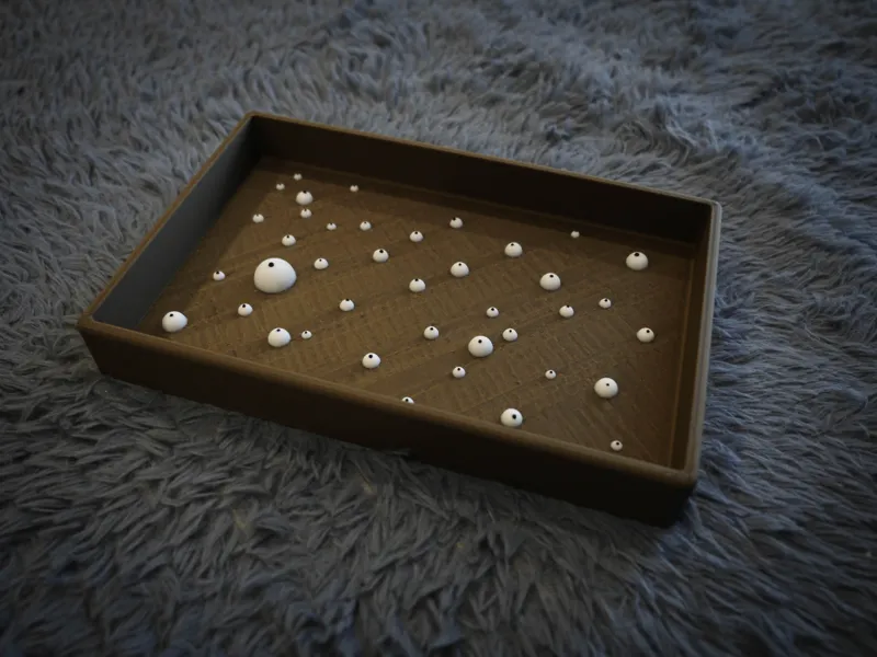 A tray studded with eyes