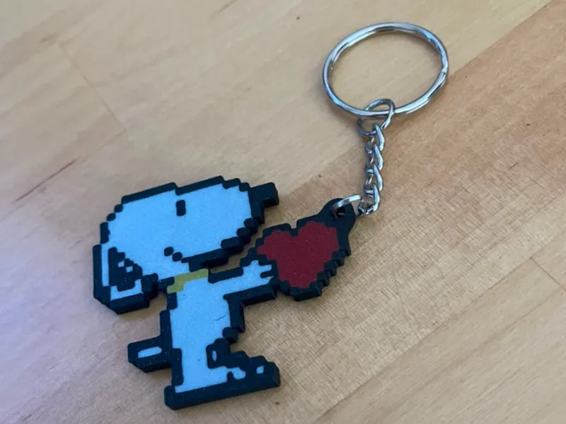 Snoopy with heart Pixelart Keychain