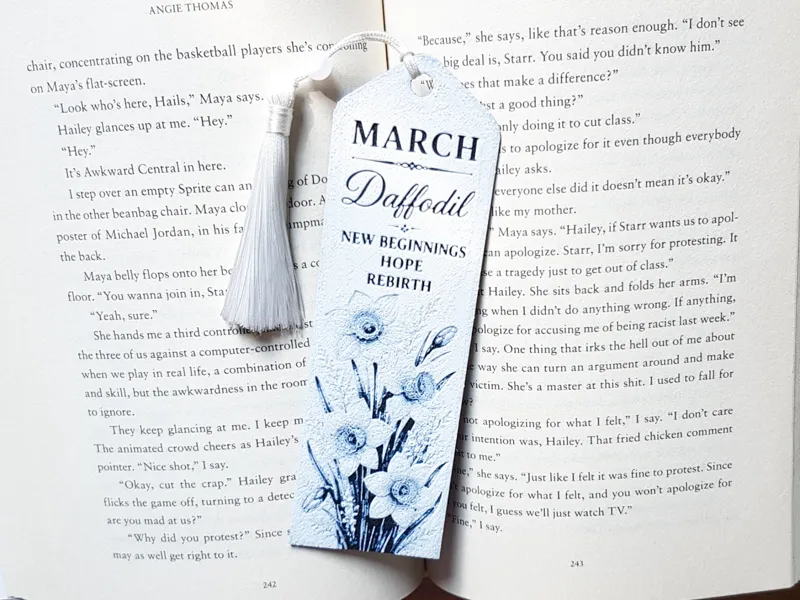 Bookmark, March Flower, Birth Month