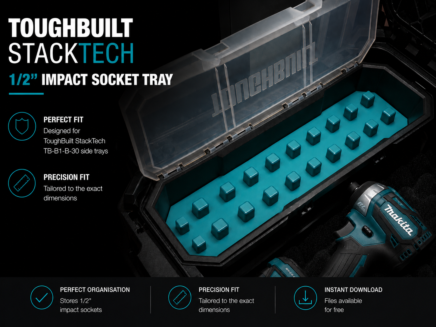 ToughBuilt StackTech - 1/2" impact bin storage