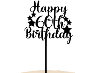 Happy 60th Birthday Cake topper