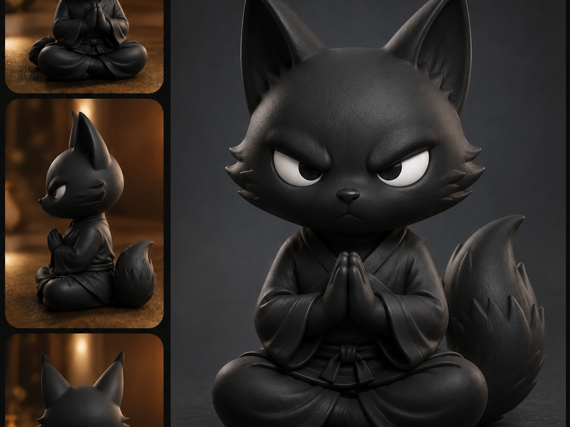 Grumpy Zen Fox Monk Figurine