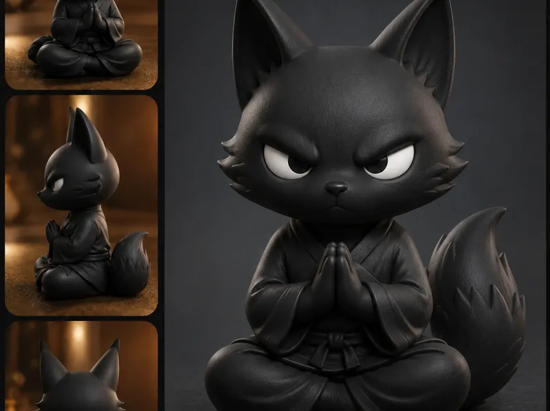 Grumpy Zen Fox Monk Figurine