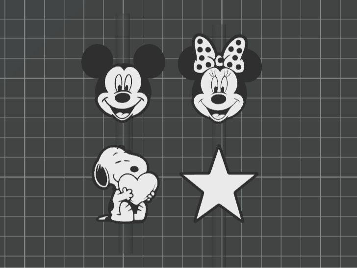 Ponteiras de Lápis Mickey, Minnie e Snoopy