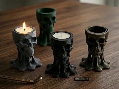 Accesorio de iluminación decorativa: Melting Skull Candle Holder — referencia de MakerWorld