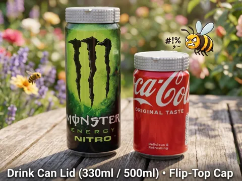 Tapa o cubierta: Drink Can Lid (330ml / 500ml) • Flip-Top Cap — referencia de MakerWorld
