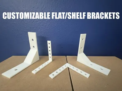 Parametric L-Bracket - Flat / Shelf + Holes and Reinforcement