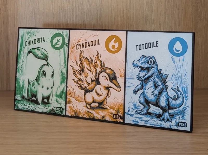 Chikorita, Cyndaquil & Totodile Hueforge & Frame