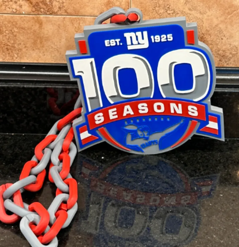 NY Giants 100 Seasons Chain Necklace Pendant