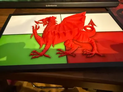 Flag of Poland and Wales with a dragon