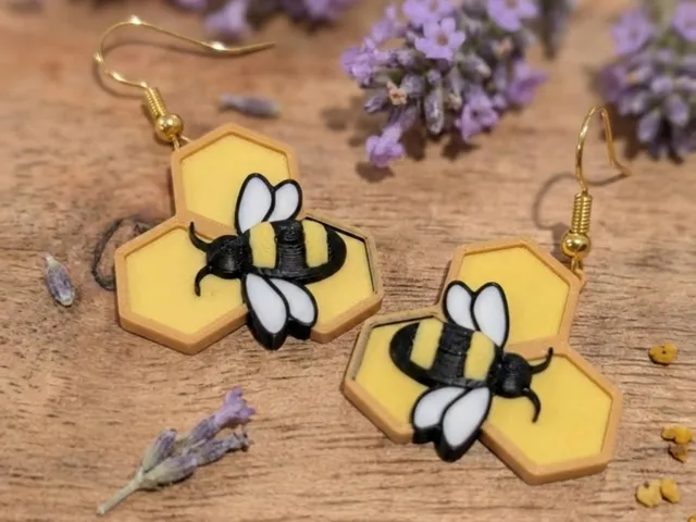 Honeycomb Bee Earrings