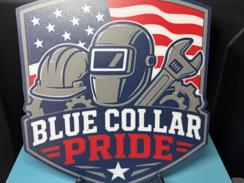 Blue collar sign