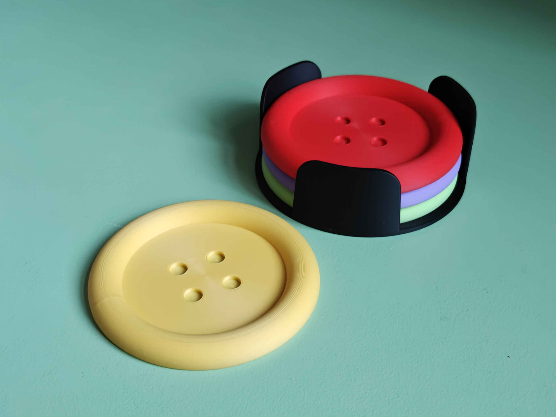 Button Coasters with Holder - 1