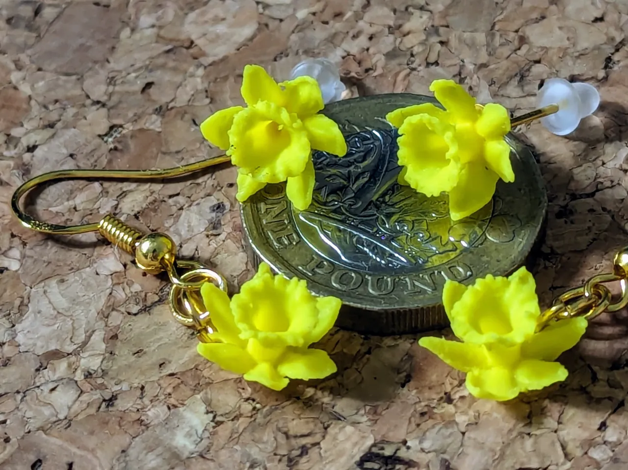 Daffodil earrings/necklace charm view 2