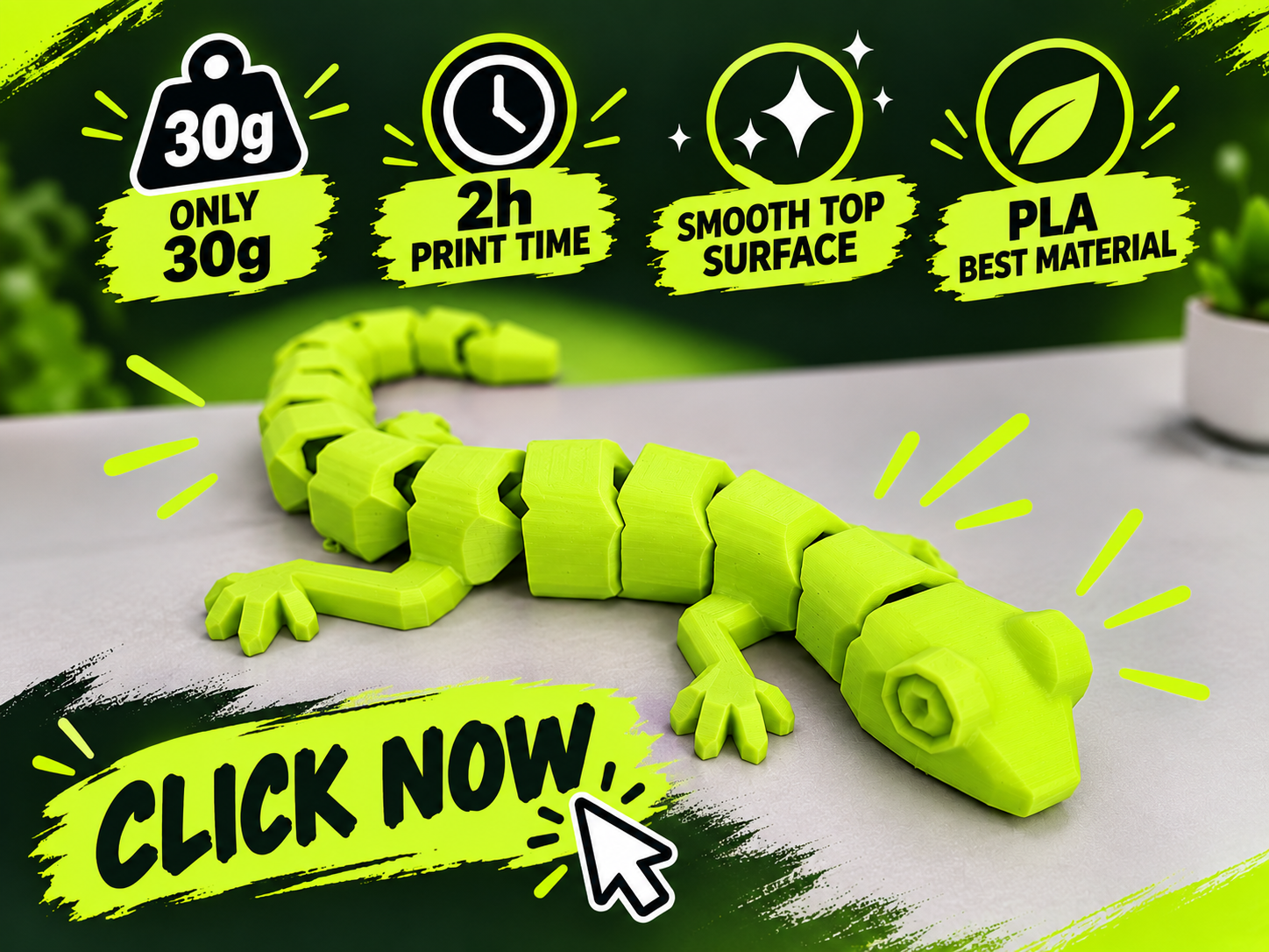 Flexi Smooth Lizard - 3D printed Animals, in stock in India