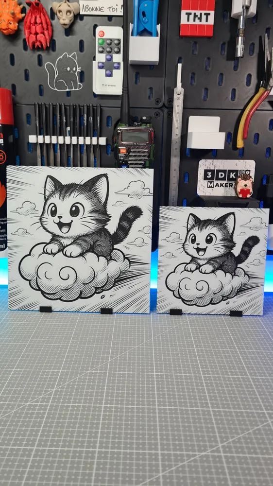 Cute Cat on Cloud - Hueforge - Free 3D Print Model - MakerWorld