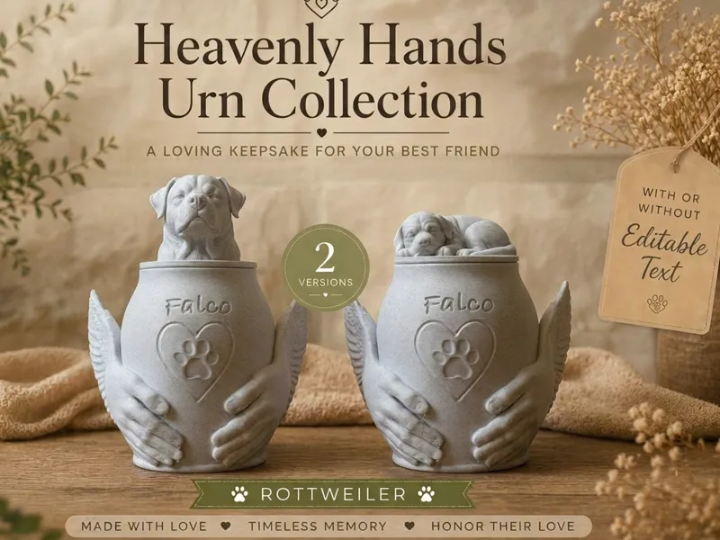 Rottweiler Heavenly Hands Urn Collection