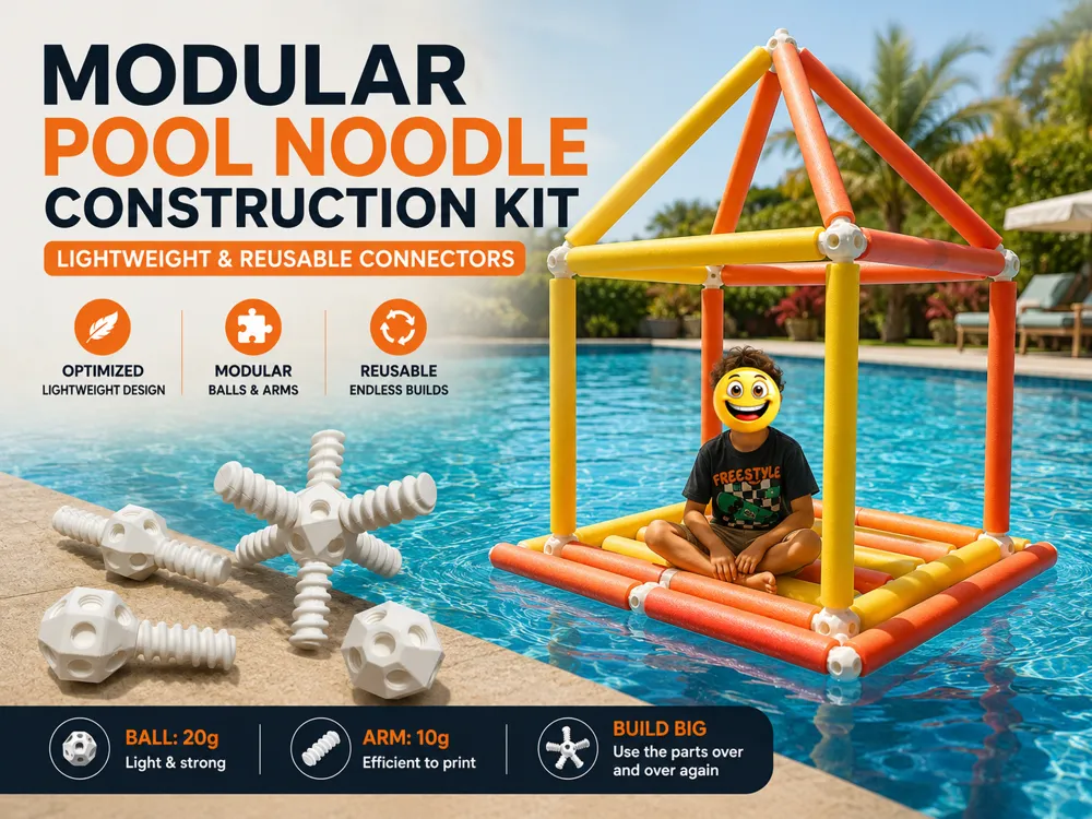 Letrero o emblema decorativo: Modular Pool Noodle Construction Kit. Referencia del modelo original.