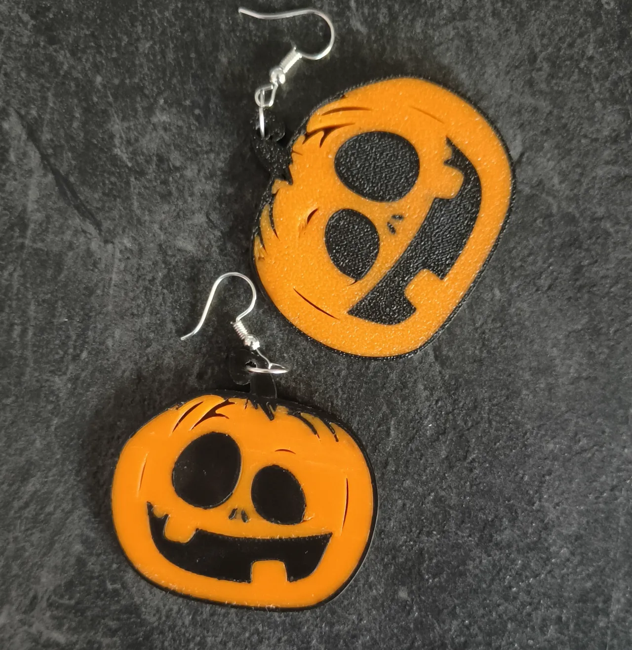 Pumpkin halloween earrings view 2