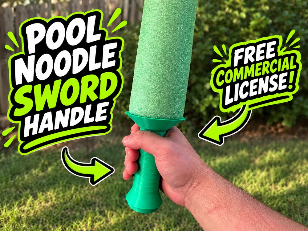 Letrero o emblema decorativo: Pool Noodle Sword Handle. Referencia del modelo original.