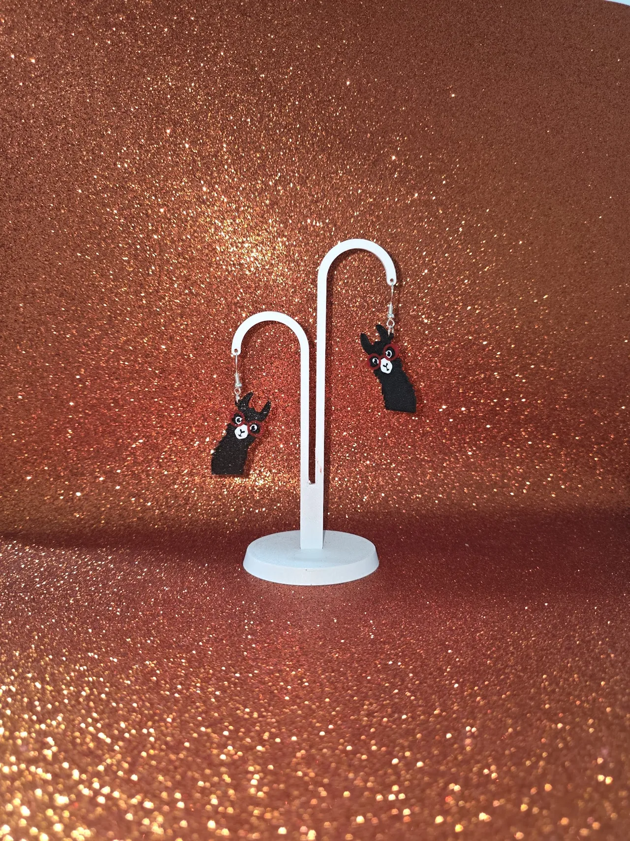 Crazy llama earrings view 3