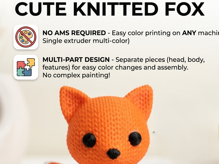 Cute Knitted Fox - Multi-part NO AMS