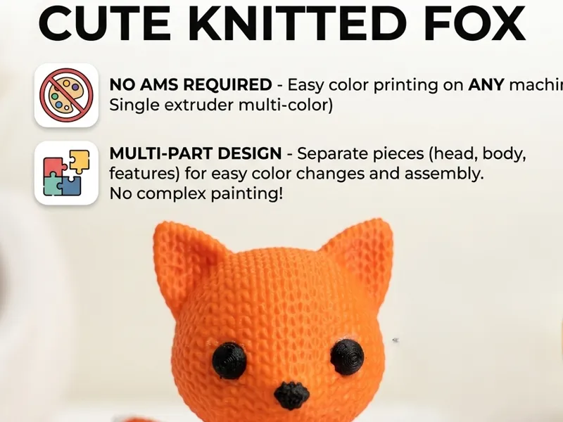 Cute Knitted Fox - Multi-part NO AMS