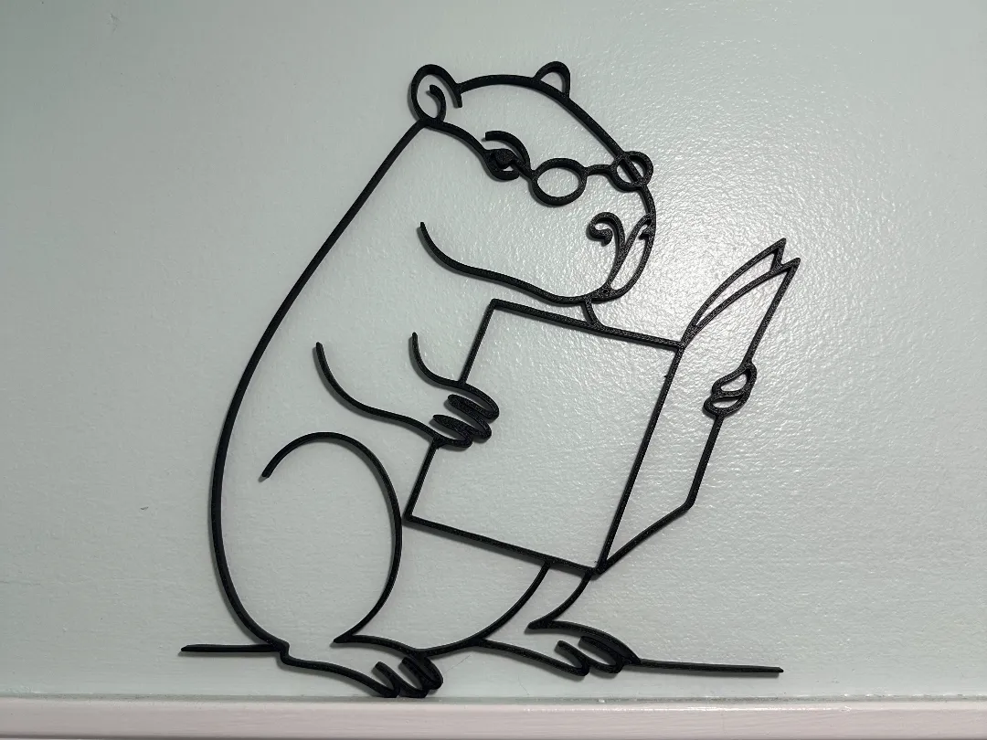 Capybara lunettes et journal — art mural
