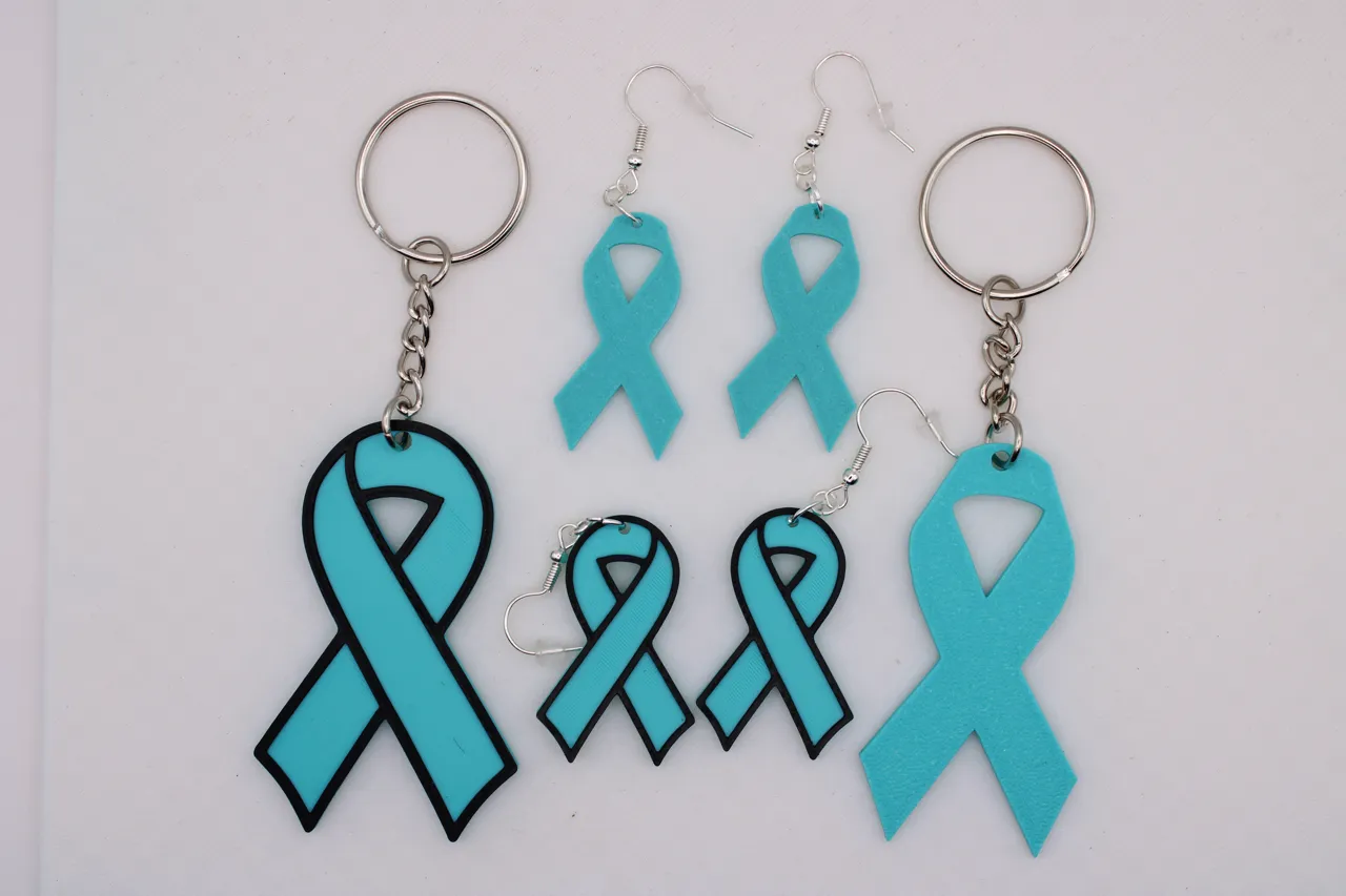 Awareness Ribbon Keychain and Earrings view 2