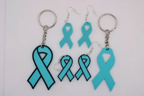 Awareness Ribbon Keychain and Earrings view 2