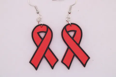 Awareness Ribbon Keychain and Earrings view 3