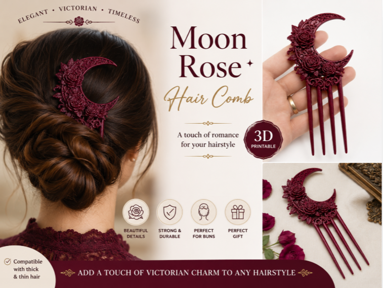 Moon Rose Victorian Hair Comb