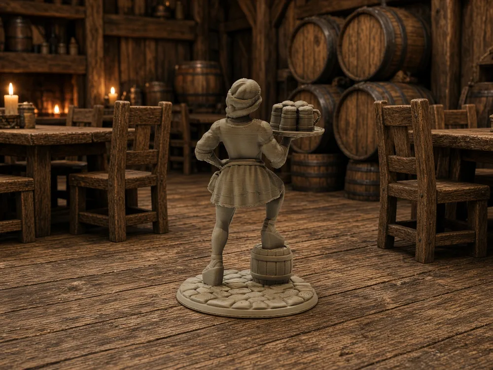Tavern Barmaid - D&D / Pen and Paper Miniatur - Free 3D Print Model ...