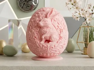 Floral Egg Design With Bunny