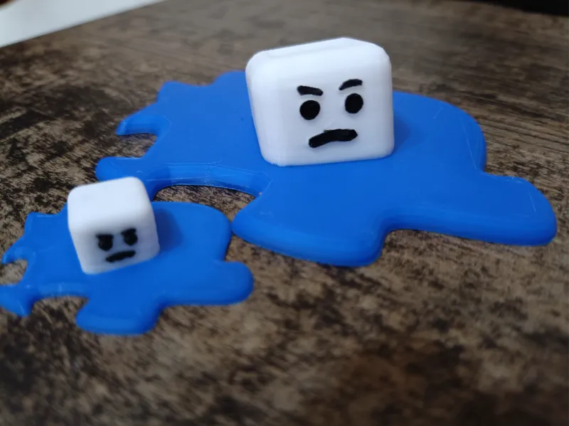 Happy or angry melting ice cube