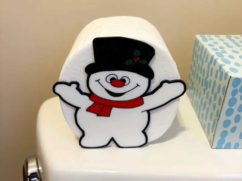 Frosty the Snowman toilet paper holder and cover