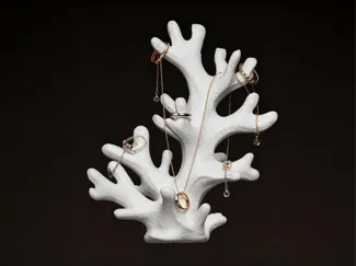 珊瑚艺术戒指首饰托盘摆件Coral art ring jewelry tray display