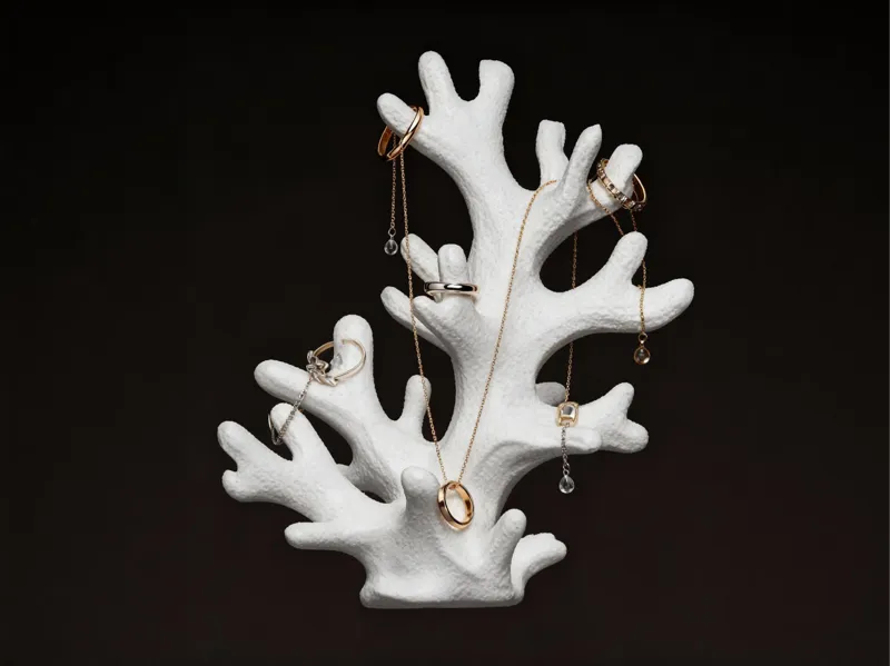 珊瑚艺术戒指首饰托盘摆件Coral art ring jewelry tray display